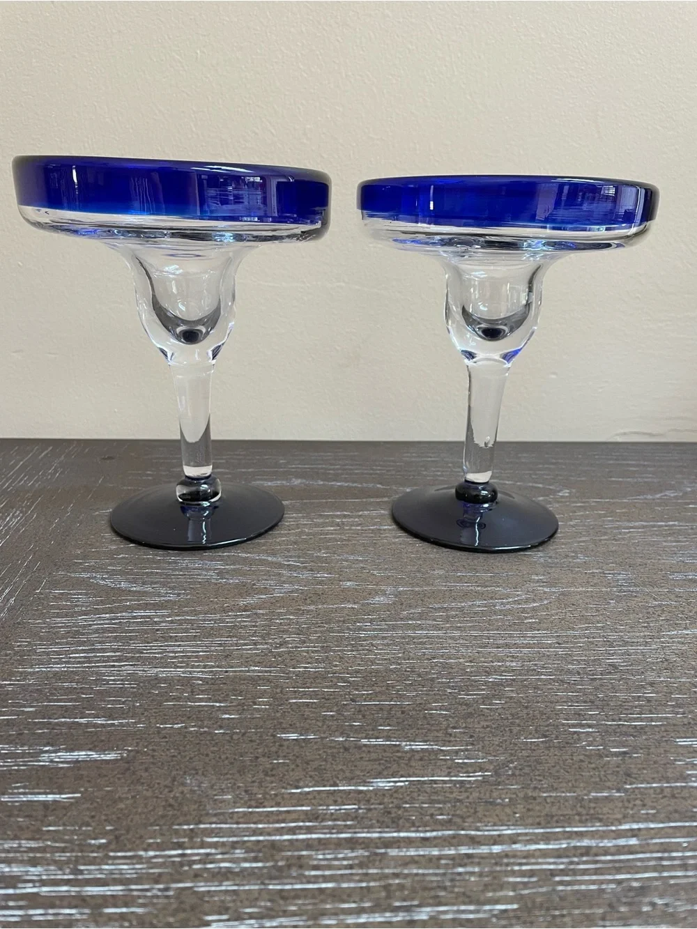 🏝️🍹NEW! Set of 2 Cobalt Blue Rim Margarita Glasses🍹🏝️